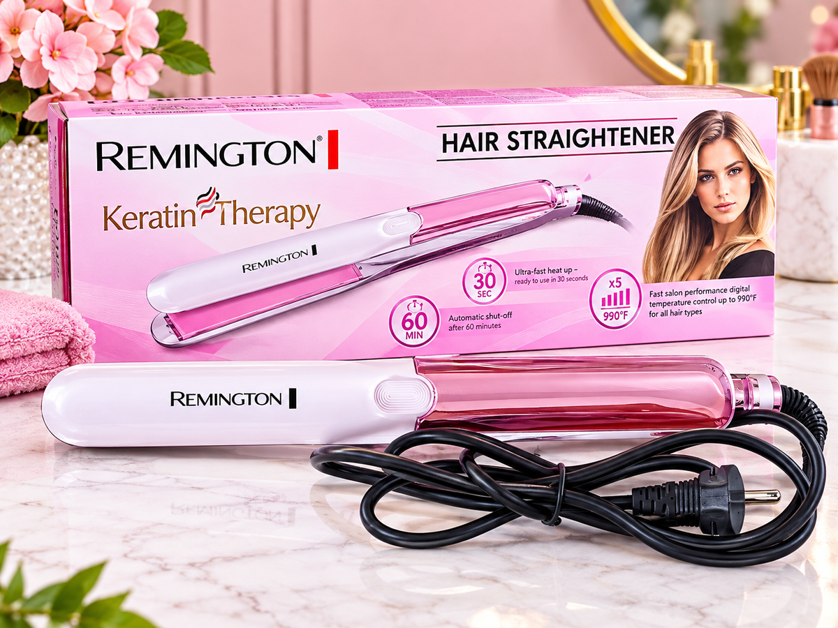 Remington Keratin Therapy Hair Straightener – Wide Plate, Digital Temperature Control, Fast 30 Sec Heat-Up & Auto Shut-Off