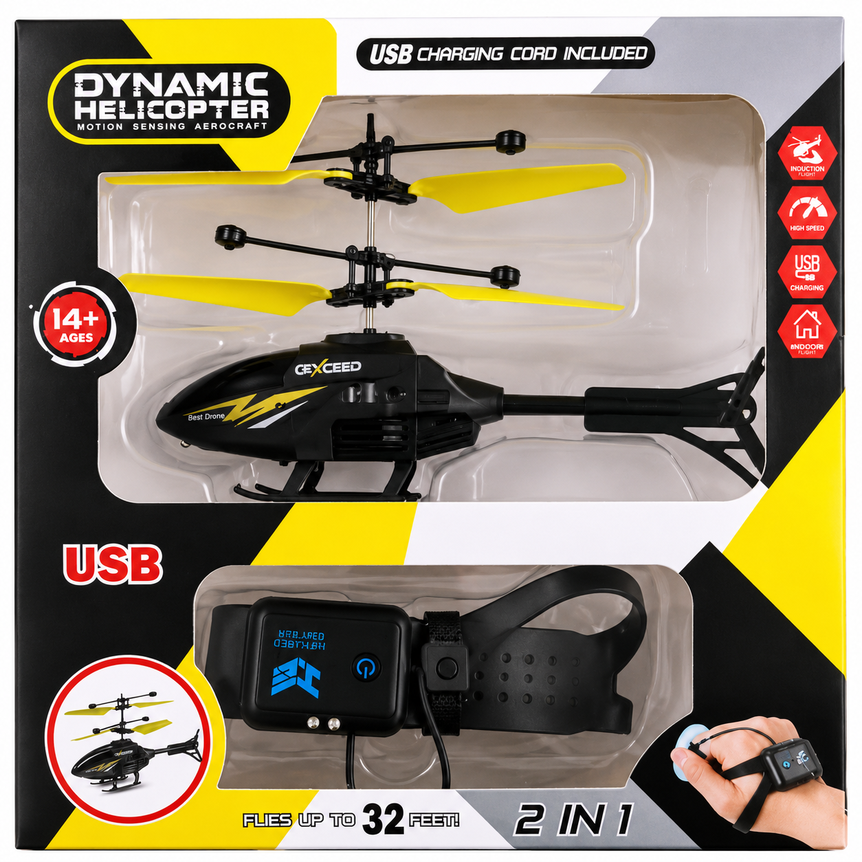 Remote Control RC Helicopter Drone with Hand Sensor Control