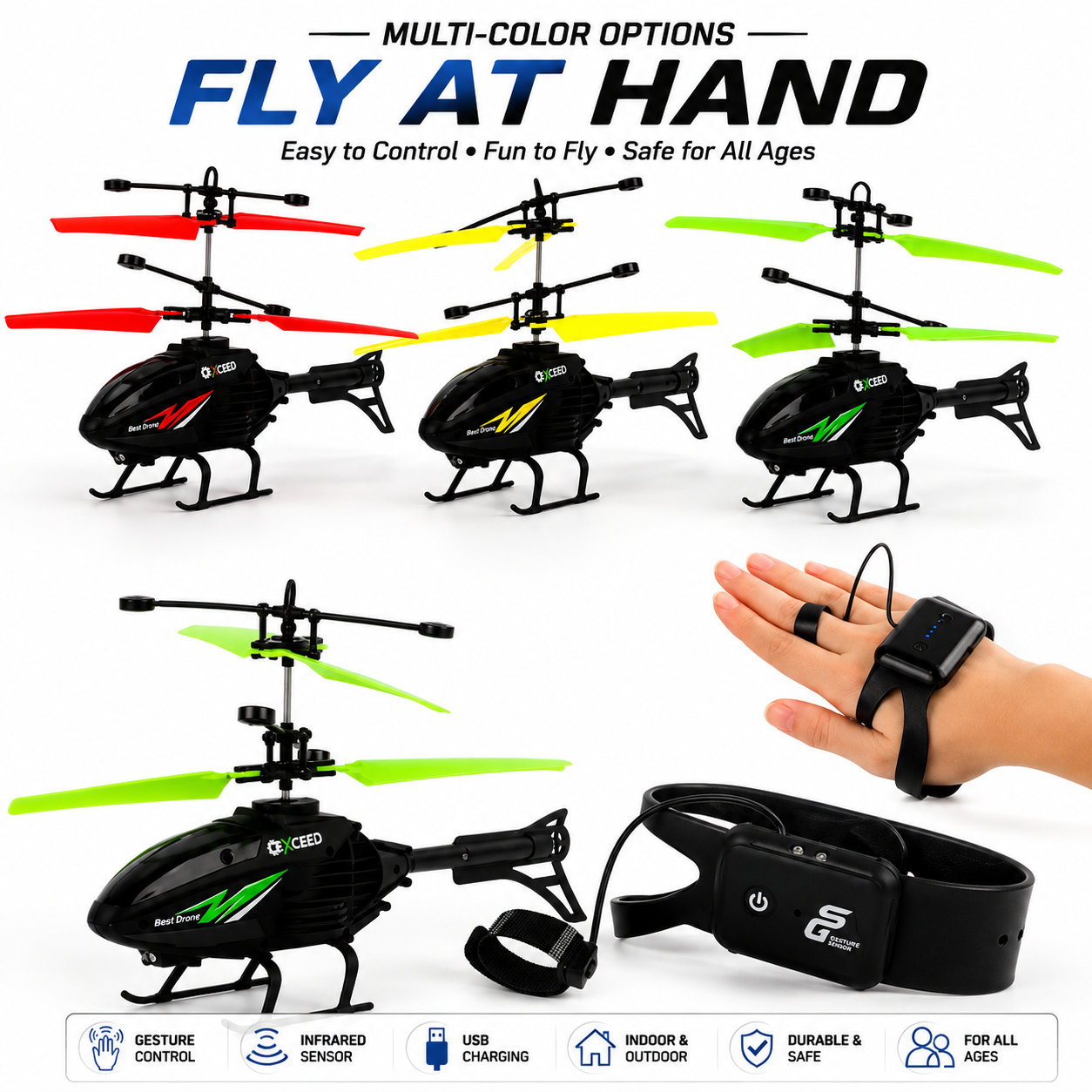 Remote Control RC Helicopter Drone with Hand Sensor Control