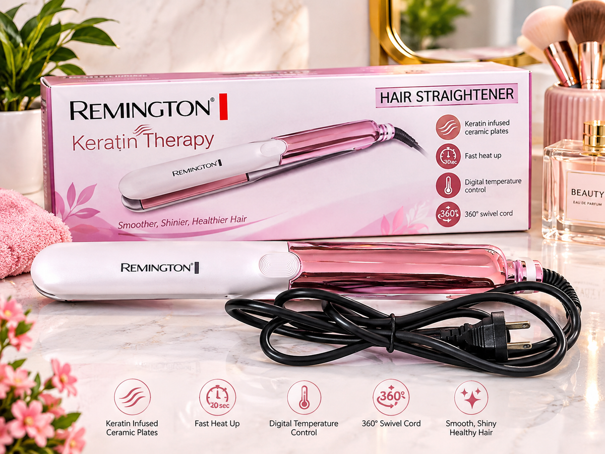 Remington Keratin Therapy Hair Straightener – Wide Plate, Digital Temperature Control, Fast 30 Sec Heat-Up & Auto Shut-Off
