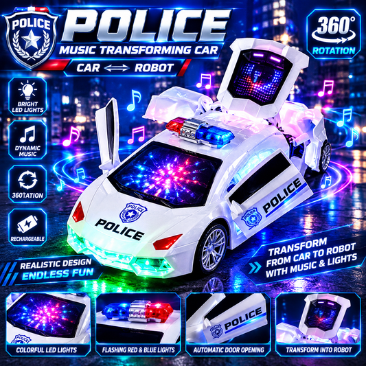 Super Police RC Car for Kids |  Car with 360° Rotation, LED Lights & Music | Perfect Gift for Kids