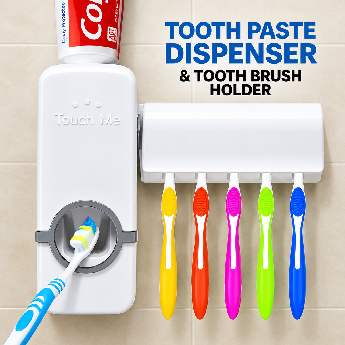 Automatic Toothpaste Dispenser With Toothbrush Holder