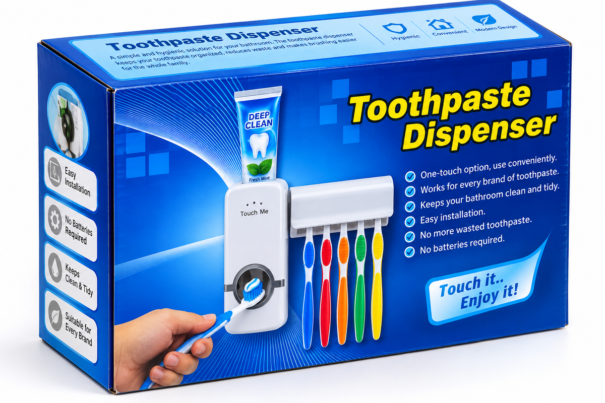 Automatic Toothpaste Dispenser With Toothbrush Holder