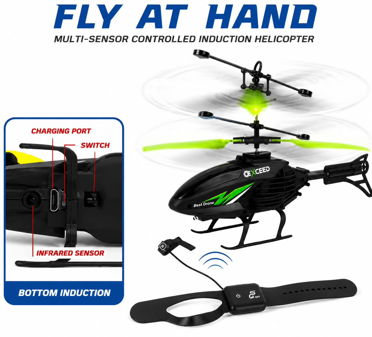 Remote Control RC Helicopter Drone with Hand Sensor Control